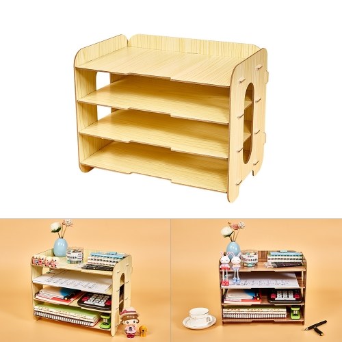 

Creative Desktop File Organizer Деревянный держатель документа Letter Лоток 4 слоя для офисной школы Домашнее использование