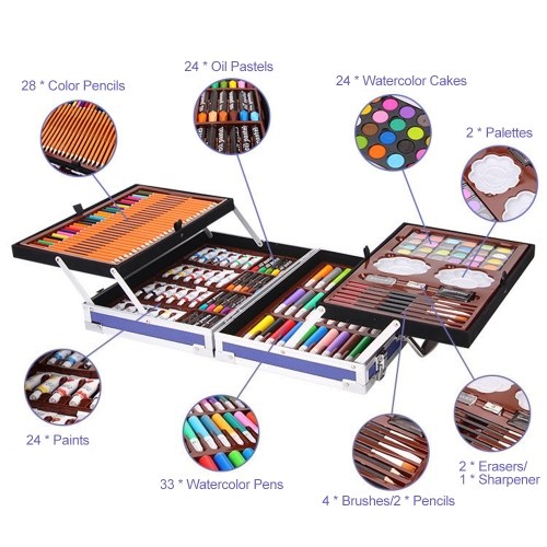 

145pcs Deluxe Art Set Portable Aluminum Case