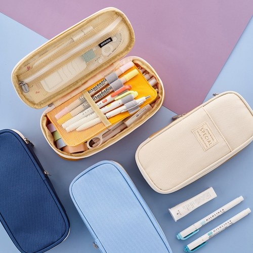 Large Capacity School Pencil Case Stationery Zipper Pocket Office Storage Multilayer Storage Pocket 