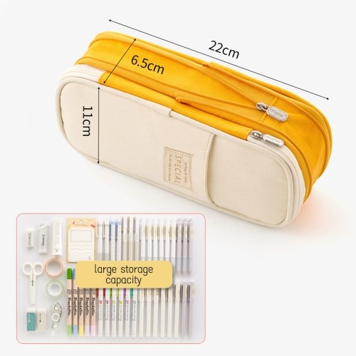 Large Capacity School Pencil Case Stationery Zipper Pocket Office Storage Multilayer Storage Pocket 