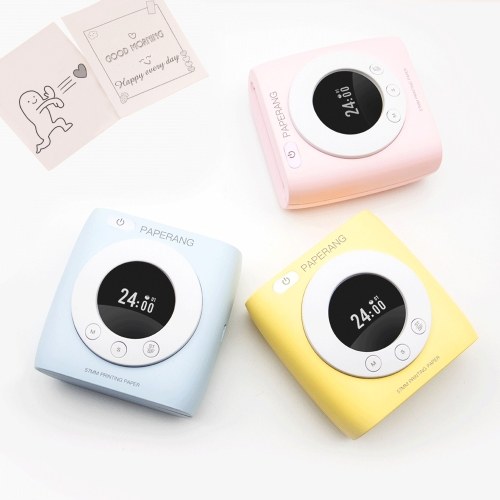 

Pocket Printer BT Wireless Thermal Printer Portable Mobile Printer 300dpi for Photo Picture Receipt Memo Note Label Sticker with Clock Function Compatible with Android iOS Windows Mac
