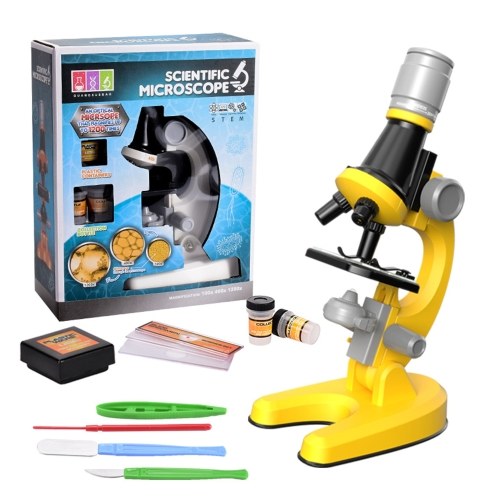 

Microscope Science Kit 100X/400X/1200X Magnification Scientific Microscope with Slides Educational STEM Gift for Students Beginners