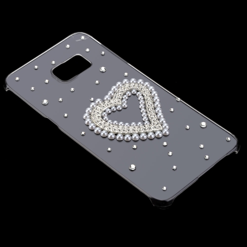 Borde de lujo lindo brillo 3D hecho a mano cristalino Bling Diamante transparente claro PC estuche para Samsung Galaxy S6 Plus 5,7