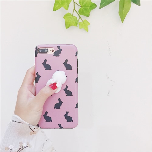 

Rabbit with Black Background for iPhone6/6S Case Cute 3D Squishy Silicon TPU Shell Squeeze Stress Relieve Toys Mobliephone Back Cover