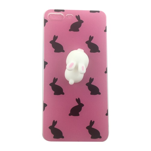 Kaninchen mit schwarzem Hintergrund für iPhone6 ​​/ 6S Fall Nettes 3D Squishy Silikon TPU Shell Squeeze Stress Entlasten Spielzeug Mobliephone Rückseitige Abdeckung