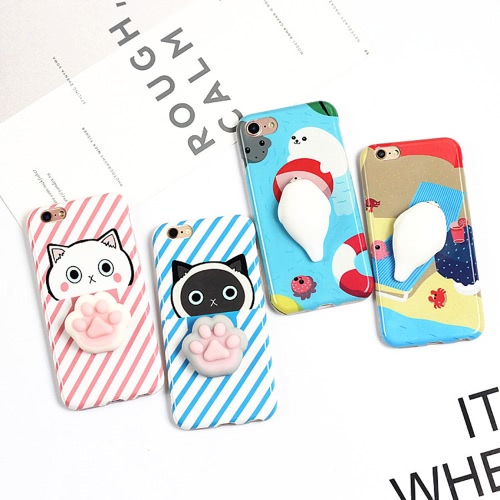 

Rabbit with Black Background for iPhone6/6S Case Cute 3D Squishy Silicon TPU Shell Squeeze Stress Relieve Toys Mobliephone Back Cover