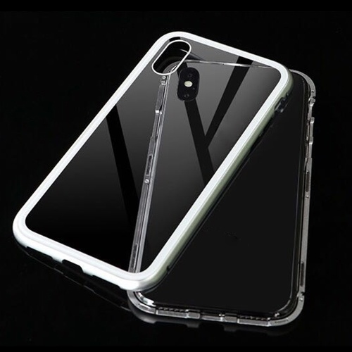 Metall-umrandeten Handy-Gehäuse gehärtetes Glas magnetische Adsorption Schutz Smartphone Cover Stoßstange Luxus Aluminiumrahmen Fällen für Iphone X