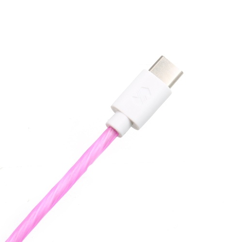 

USB-кабель 3 фута Быстрые кабели для зарядки Провод со светодиодным фонариком Видимый световой световой шнур для iPhone (розовый интерфейс Type-C)