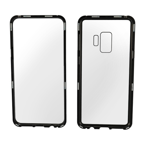Metal-rimmed Mobile Phone Case Hardened Glass Magnetic Adsorption Protection Smartphone Cover Bumper Luxury Aluminum Frame Cases for Samsung S9/S9+