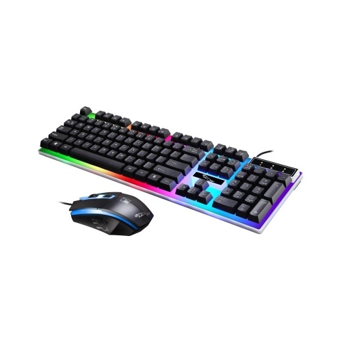 

LED Rainbow Color Backlight Adjustable Gaming USB Wired Practical Keyboard Mouse Set