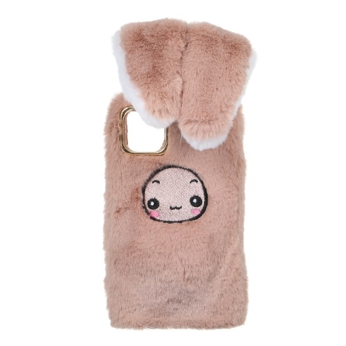 

Furry Bunny Phone Case Fluffy Winter Protective Moving Rabbit Long Ears Cute Cellphone Cover Replacement for i-Phone 11