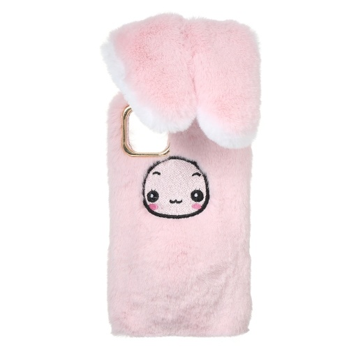 

Furry Bunny Phone Case Fluffy Winter Protective Moving Rabbit Long Ears Cute Cellphone Cover Replacement for i-Phone 11