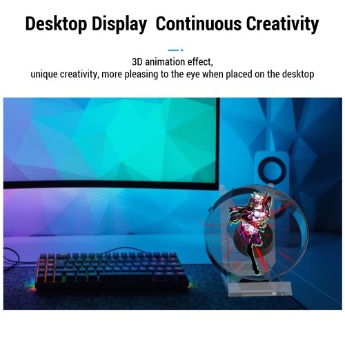 DF-11 3D Hologram Fan 11cm LED Holographic Projector Advertising Machine Portable Desktop Naked-Eye Stereo Display Built-in Speaker (Transparent) 