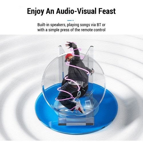 DF-11 3D Hologram Fan 11cm LED Holographic Projector Advertising Machine Portable Desktop Naked-Eye Stereo Display Built-in Speaker (Transparent) 