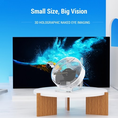 DF-11 3D Hologram Fan 11cm LED Holographic Projector Advertising Machine Portable Desktop Naked-Eye Stereo Display Built-in Speaker (Transparent) 
