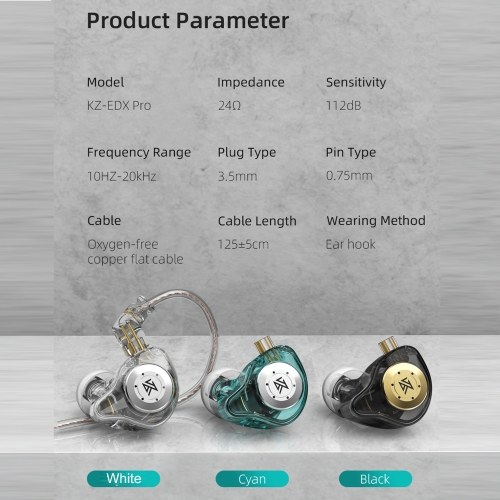 KZ EDX Pro in-Ear Stage Monitor Headphone Dual Magnetic Dynamic Unit Earphone (No Mic)