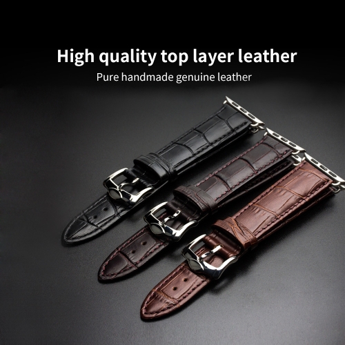 

QIALINO Pull-up Genuine Cow Leather Replacement Watch Band Strap for Apple iWatch Series 3/2/1 42mm Sport / Edition Men's Women's