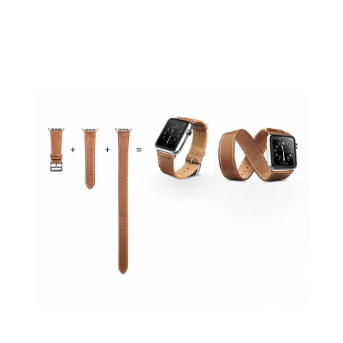 QIALINO Pull-up correa de reloj de repuesto de cuero genuino para Apple iWatch Series 3/2/1 42 ​​mm Sport / Edition pulsera de hombre y lazo de acero inoxidable