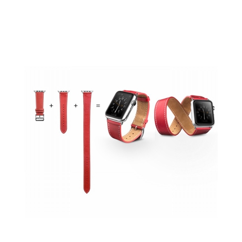 QIALINO Pull-up correa de reloj de repuesto de cuero genuino para Apple iWatch Series 3/2/1 42 ​​mm Sport / Edition pulsera de hombre y lazo de acero inoxidable