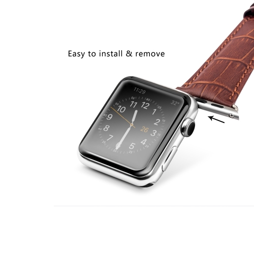 

QIALINO Pull-up Genuine Leather Replacement Watch Band Strap for Apple iWatch Series 3/2/1 42mm Sport / Edition Men's Women's Brac