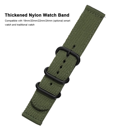 

18mm Watch Band Soft Thickened Nylon Quick-release Strap with Buckle Breathable Wristband Compatible with 18mm Smart/Traditional Watch