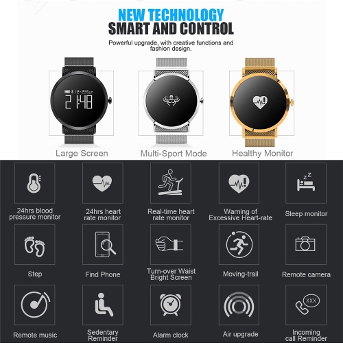 

CV08 Heart-rate Blood pressure Smart Watch - PU Leather band