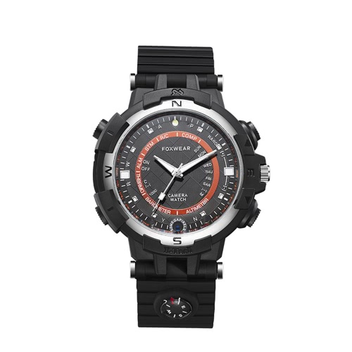 FOXWEAR WiFi reloj de la cámara reloj de pulsera Smartwatch 720P HD reloj inteligente de WiFi remoto de vigilancia de la versión nocturna de infrarrojos fotografiar la brújula de grabación de vídeo LED linterna para iOS teléfonos Android