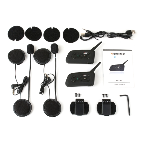 Wireless Motorcycle Radio BT Walkie-talkie V6-1200 Waterproof Noise-proof Wind-proof Intercom