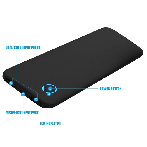 

Ultra-Slim Mobile Charger 5000mAh 2-Port Portable Phone Charger Power Bank External Battery Pack Power Supply for iPhone iPad Smar