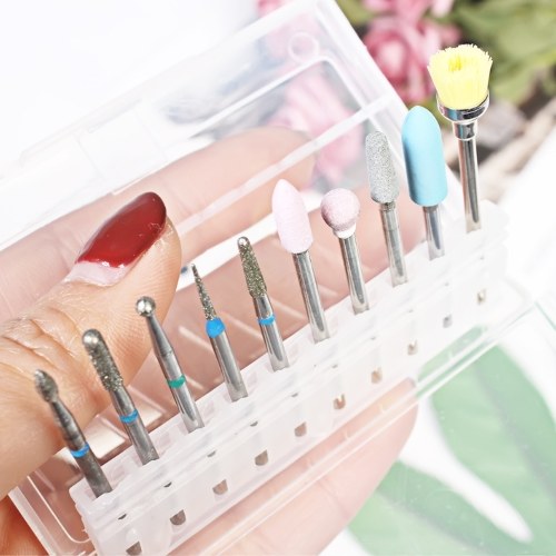 

10PCS Nail Drill Bits Set Diamond Drill Bits Acrylic Nail File Bits 3/32 Inch Cuticle Drill Bit Nail Bit Fine Grit for Manicure Pedicure Home Salon Use Acrylic Nail Art Tools for Gel Nails Cuticles Gift Present for Girls Woman