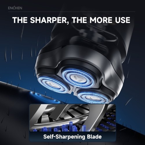 ENCHEN Black Stone Max Electric Razor for Men Rotating Head Cordless Shaver Rechargeable Portable Razor Wet and Dry Use Waterproof 