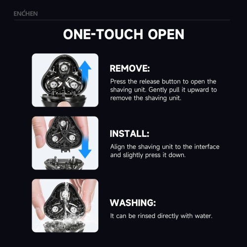 ENCHEN Black Stone Max Electric Razor for Men Rotating Head Cordless Shaver Rechargeable Portable Razor Wet and Dry Use Waterproof 