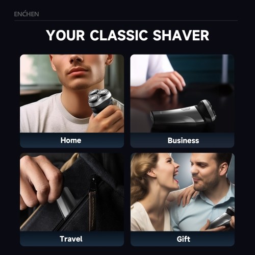 ENCHEN Black Stone Max Electric Razor for Men Rotating Head Cordless Shaver Rechargeable Portable Razor Wet and Dry Use Waterproof 