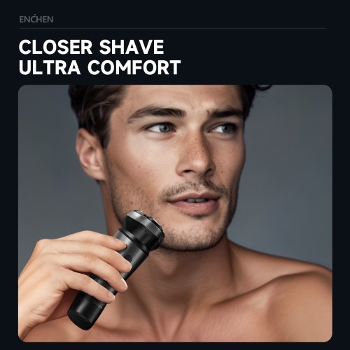 ENCHEN Black Stone Max Electric Razor for Men Rotating Head Cordless Shaver Rechargeable Portable Razor Wet and Dry Use Waterproof 