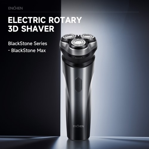 ENCHEN Black Stone Max Electric Razor for Men Rotating Head Cordless Shaver Rechargeable Portable Razor Wet and Dry Use Waterproof 