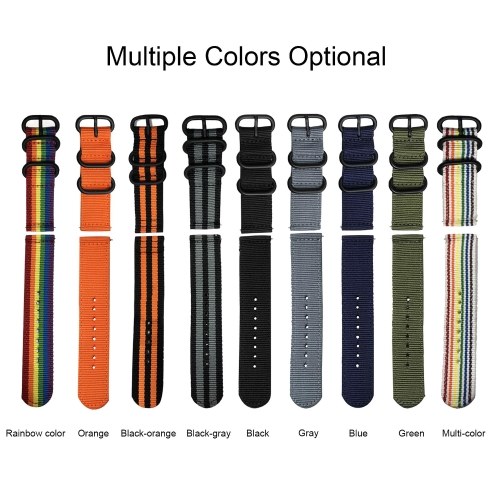 

20mm Watch Band Soft Thickened Nylon Quick-release Strap with Buckle Breathable Wristband Compatible with 20mm Smart/Traditional Watch