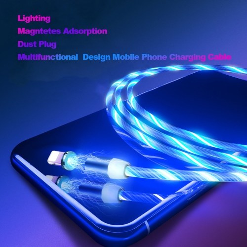 

1M LEDs Data Cable Lighting Multifunctional Dust Plug Design Mobile Phone Charging Cable