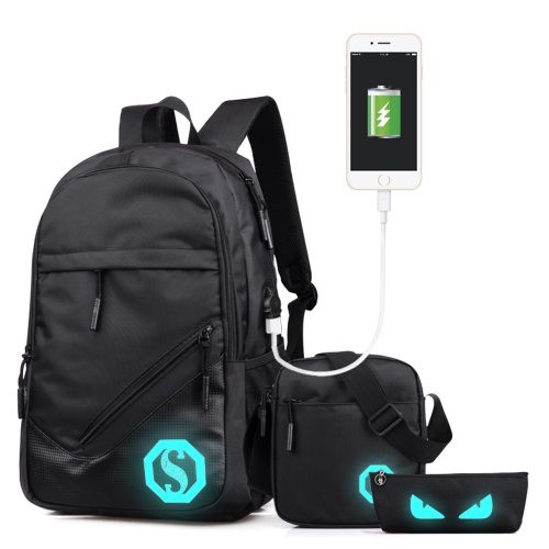 Los adolescentes de la manera de los hombres de las mujeres Mochila Bolso de la pluma Haversack Luminous Student Cartoon School Bags