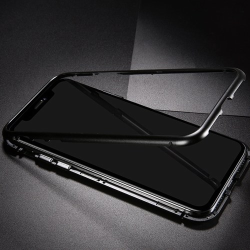 Caja de teléfono móvil con borde de metal de cristal endurecido cubierta de protección magnética de parachoques de la cubierta del parachoques de aluminio de lujo para Iphone X