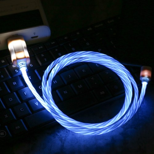 

USB Cable 3ft Fast Charging Cables Wire with LED Flashlight Visible Glow Flowing Date Cord for iPhone (Blue Lighting Interface)