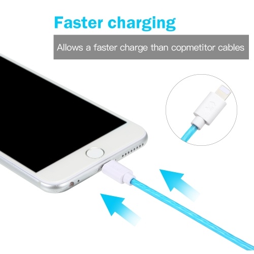 

USB Cable 3ft Fast Charging Cables Wire with LED Flashlight Visible Glow Flowing Date Cord for iPhone (Pink Lighting Interface)