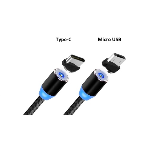 

Magnetic Adpter Cable Type-C Port LED Fast Charging Wire Cable Line Converter For Samsung Xiaomi Huawei Android Mobile Phones