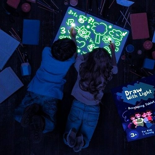 

Magic Luminous Drawing Board With Light-Fun Sketchpad Board Fluorescent Pen Light Drawing Pad for Kids Painting Board Educational Toy and Developing Drawing or Writing Skills