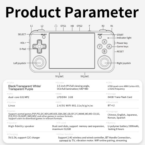 ANBERNIC RG35XX H Retro Handheld Game Console - High-Performance, Portable, and Long-Lasting 