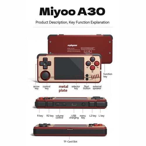Miyoo A30 Portable Handheld Game Console - Vintage Gaming, 2.8-inch IPS Display, Linux OS, WiFi Multiplayer 