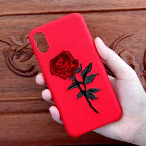 

Women Beauty Creative Fashion Lady Style PU Leather Case New Embroidery Rose Mobile Phone Shell for iPhone 6 and 6s Black