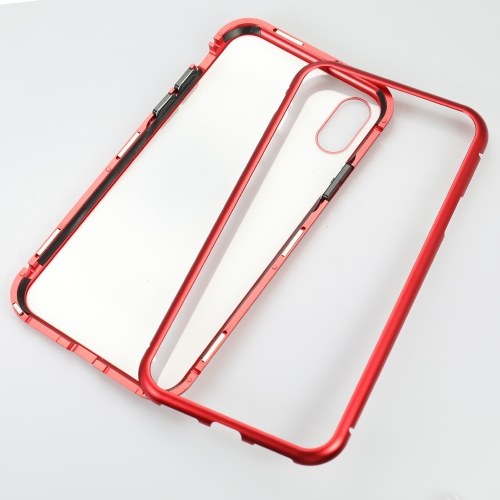 Metal-rimmed Mobile Phone Case Hardened Glass Magnetic Adsorption Protection Smartphone Cover Bumper Luxury Aluminum Frame Cases for Iphone X