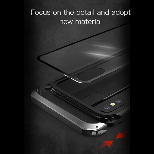 

Fashionable Practical Phone Cover Metal Protective Frame Breakingproof Mobile Phone Shell with Transparent Clear Toughened Glass for iPhoneXs Max