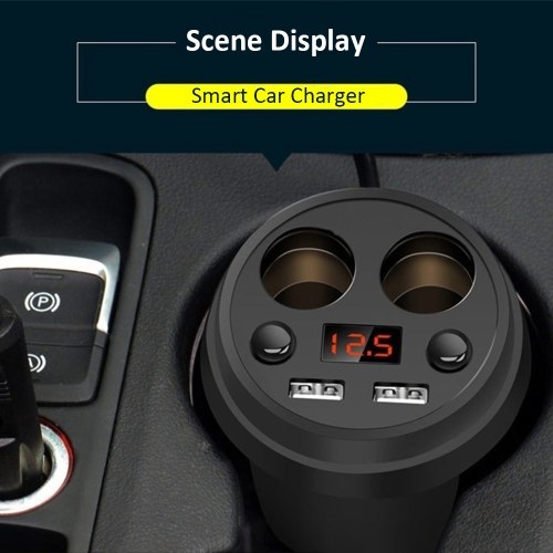 

3.1A Dual USB Автомобильное зарядное устройство Форма чашки Напряжение тока Дисплей телефона Зарядное устройство