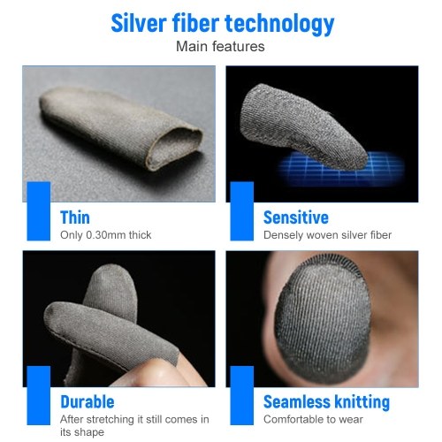 

6 Pieces Gaming Finger Sleeve Touchscreen Thumb Sleeve Sensitive Sweat-proof Breathable Finger Sleeve for Gaming